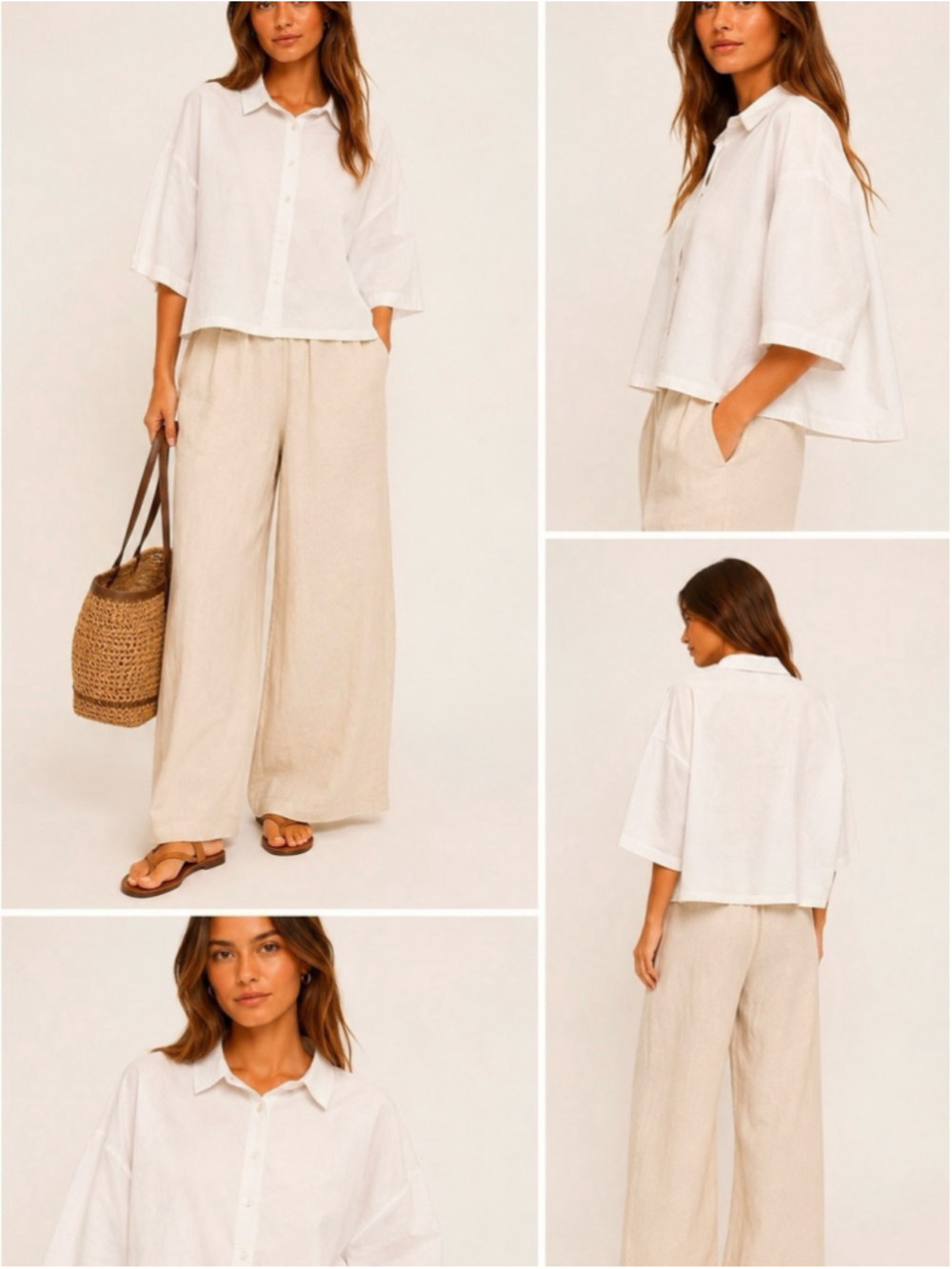Album Di Famiglia Cotton Boxy Button-Up Shirt Italy Oversized small off white - Picture 10 of 10